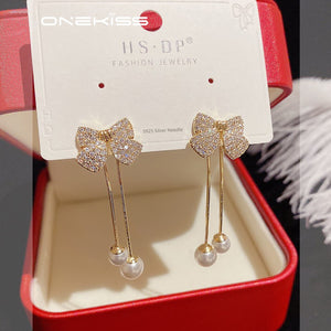 Accessible Luxury Pearl Women Special-Interest Design Full Diamond Bow