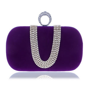 Velvet luxury women clutch party diamonds purse
