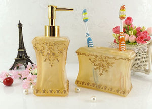 Beautiful bathroom  floral 5PCS Resin Bathroom Accessories