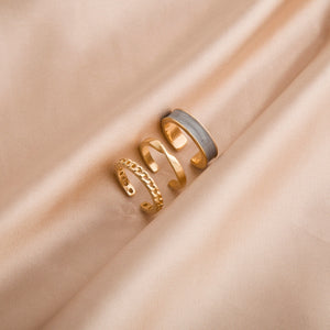 Gothic Style Three Piece Opening Rings for Woman