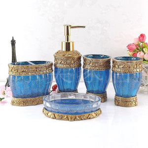 Beautiful bathroom  floral 5PCS Resin Bathroom Accessories