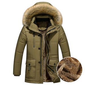 Thick Warm Winter Men Hood Men Winter Jacket,  Coat Military Cargo Medium-long Men