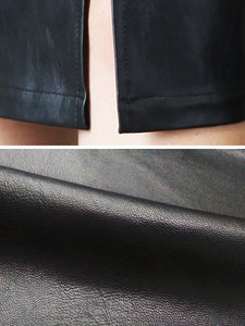 Aachoae Black PU Leather Skirt Women