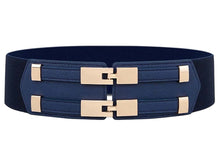 Load image into Gallery viewer, Double Buckle Women Girls Corset Belt Obi Waist Belt Waistband; Navy Blue
