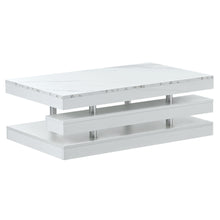 Load image into Gallery viewer, White on trend Modern 2-Tier Coffee Table with Silver Metal Legs, Rectangle Cocktail Table with High-gloss UV Surface, Minimalist Design Center Table for Living Room,
